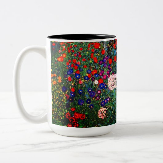 Gustav Klimt Flower Garden Zweifarbige Tasse (Links)