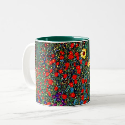 Gustav Klimt Flower Garden Zweifarbige Tasse (Vorderseite Links)