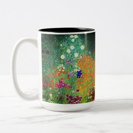 Gustav Klimt Flower Garden Zweifarbige Tasse (Links)