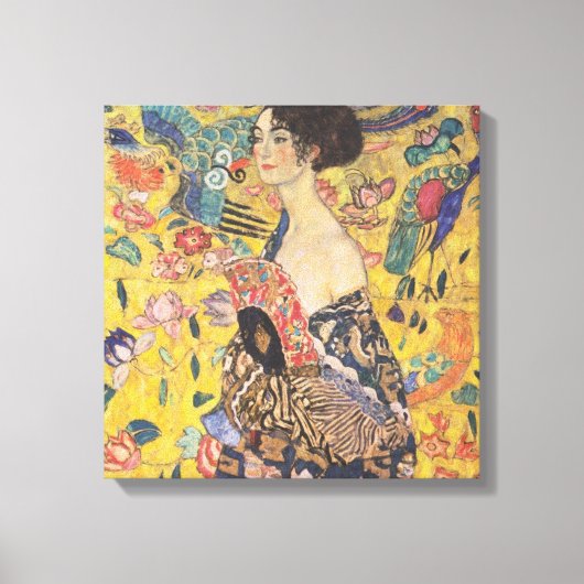 Gustav Klimt - Frau mit Fan Leinwanddruck (Vorderseite)