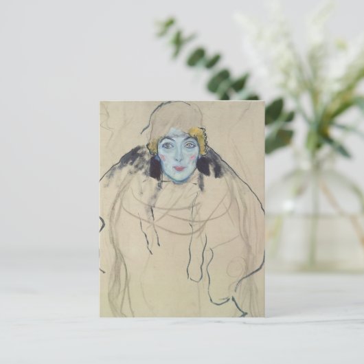 Gustav Klimt- Frauenportrait (unvollendet) Postkarte (Stehend Vorderseite)