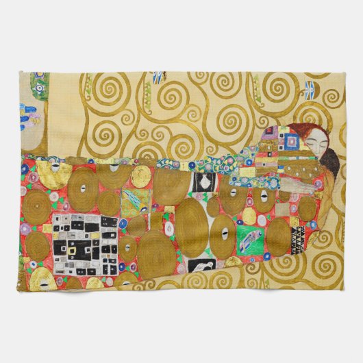 Gustav Klimt Fulfillment Nouveau Couple Geschirrtuch (Horizontal)