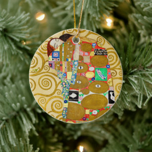 Gustav Klimt Fulfillment Nouveau Couple Keramik Ornament