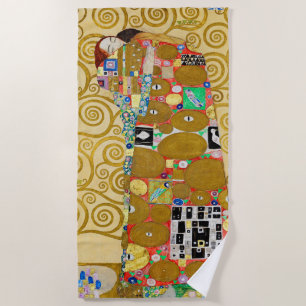 Gustav Klimt Fulfillment Nouveau Couple Strandtuch