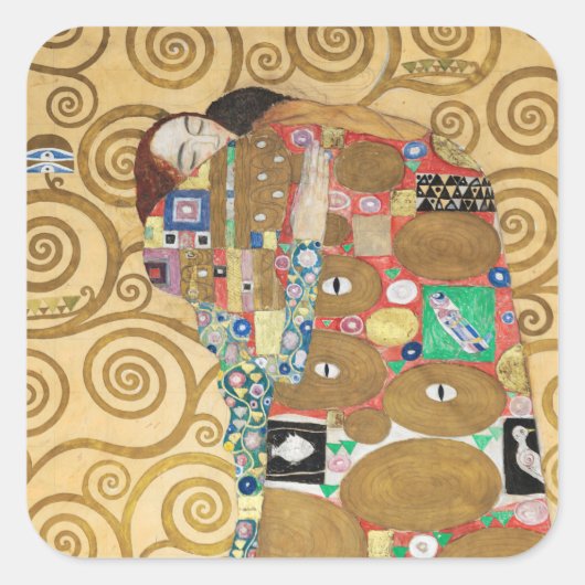 Gustav Klimt - Fulfillment, Stoclet Frieze Quadratischer Aufkleber (Vorderseite)