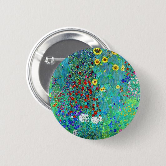Gustav Klimt Garden mit Sonnenblumen Button (Vorne & Hinten)