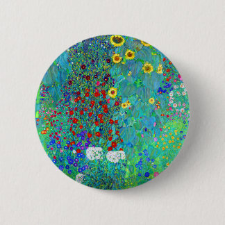 Gustav Klimt Garden mit Sonnenblumen Button
