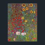 Gustav Klimt Garden mit Sonnenblumen Einladung<br><div class="desc">Der Bauerngarten Gustav Klimt mit Sonnenblumenladen. Ölmalerei auf Leinwand von 1905-06. Obwohl Klimt für seine Goldzeit, die klassische Werke wie The Kiss und Portrait von Adele Bloch Bauer produzierte, am meisten geschätzt wird, produzierte der Künstler auch einige ungeheuer charmante Landschaftswerke. Die Gartenfarm mit Sonnenblumen verfügt über einen blühenden Sommergarten mit...</div>