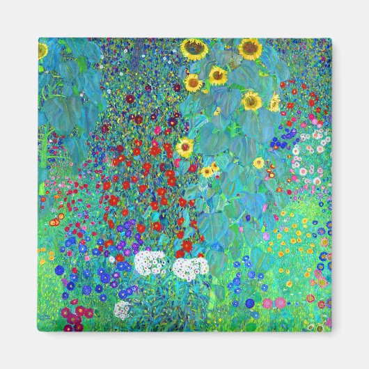 Gustav Klimt Garden mit Sonnenblumen Magnet (Vorne)