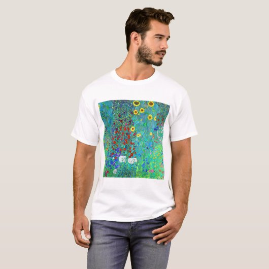 Gustav Klimt Garden mit Sonnenblumen T-Shirt (Vorne ganz)