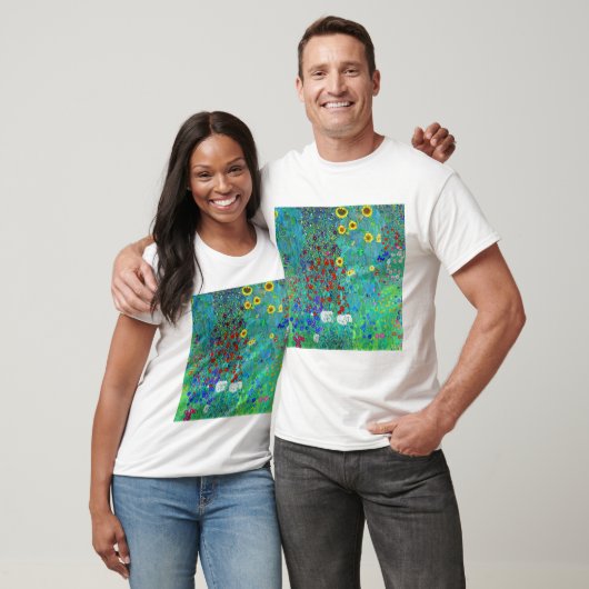 Gustav Klimt Garden mit Sonnenblumen T-Shirt (Unisex)