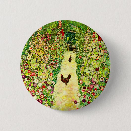 Gustav Klimt Garten mit Hühnern Button (Vorderseite)