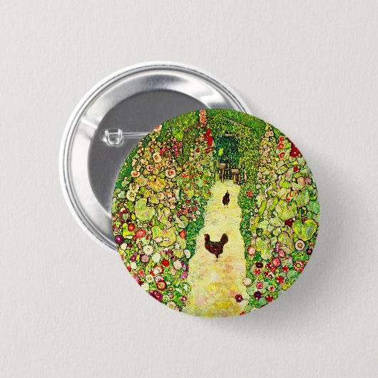 Gustav Klimt Garten mit Hühnern Button (Vorne & Hinten)