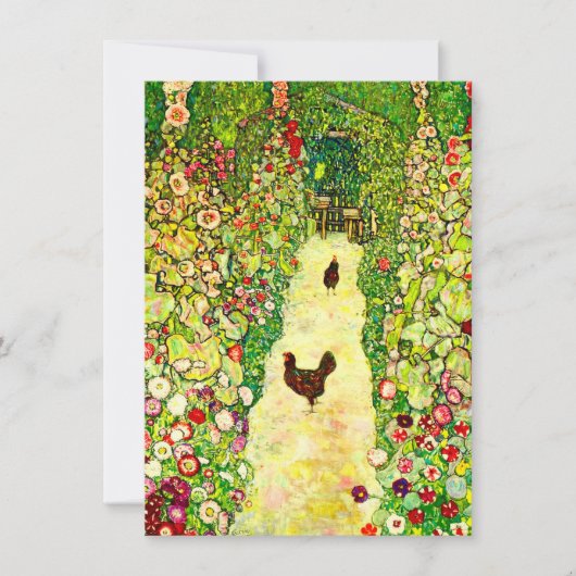 Gustav Klimt Garten mit Hühnern Einladung (Vorderseite)