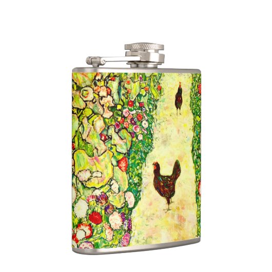 Gustav Klimt Garten mit Hühnern Flachmann (Rechts)
