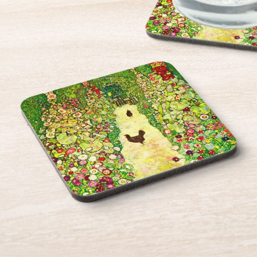 Gustav Klimt Garten mit Hühnern Getränkeuntersetzer (Linke Seite)