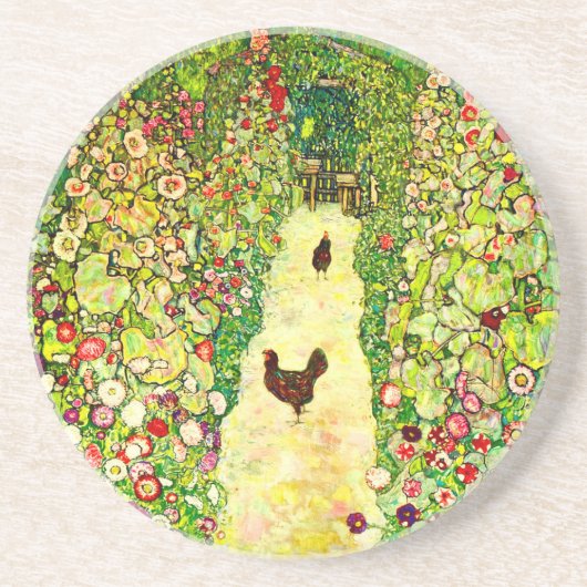 Gustav Klimt Garten mit Hühnern Getränkeuntersetzer (Vorne)