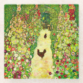 Gustav Klimt Garten mit Hühnern Glasuntersetzer (Vorderseite)