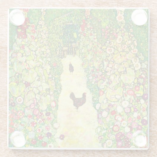 Gustav Klimt Garten mit Hühnern Glasuntersetzer (Rückseite)