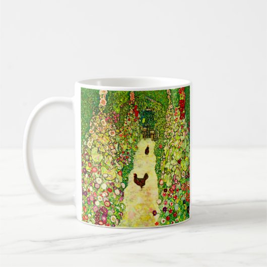 Gustav Klimt Garten mit Hühnern Kaffeetasse (Links)