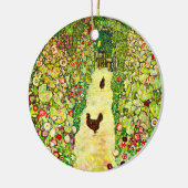 Gustav Klimt Garten mit Hühnern Keramik Ornament (Links)
