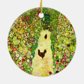 Gustav Klimt Garten mit Hühnern Keramik Ornament (Hinten)