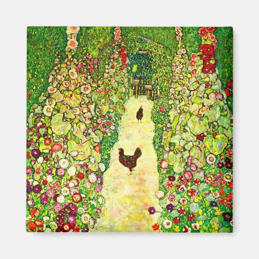 Gustav Klimt Garten mit Hühnern Magnet (Vorne)