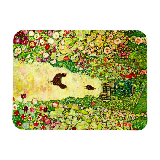 Gustav Klimt Garten mit Hühnern Magnet (Horizontal)
