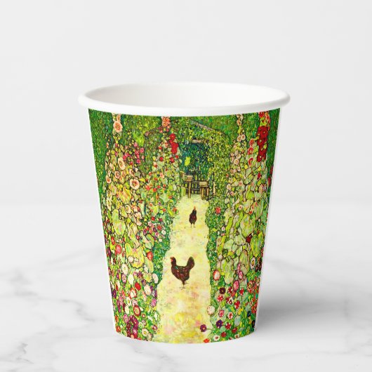 Gustav Klimt Garten mit Hühnern Pappbecher (Vorderseite)