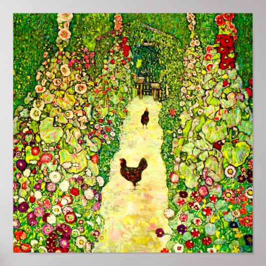 Gustav Klimt Garten mit Hühnern Poster (Vorne)