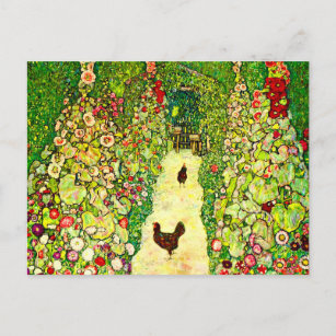 Gustav Klimt Garten mit Hühnern Postkarte