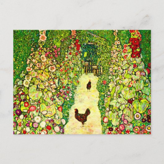 Gustav Klimt Garten mit Hühnern Postkarte (Vorderseite)