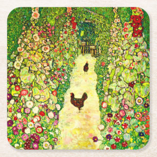 Gustav Klimt Garten mit Hühnern Rechteckiger Pappuntersetzer