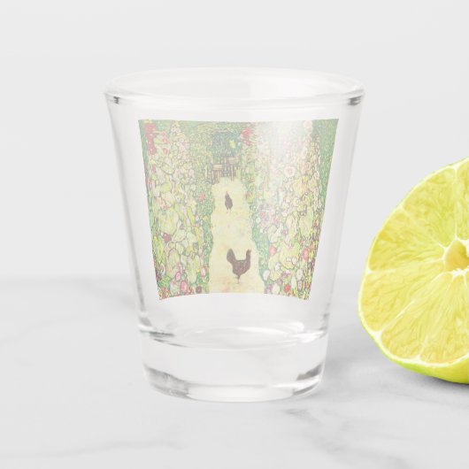 Gustav Klimt Garten mit Hühnern Schnapsglas (Rückseite)