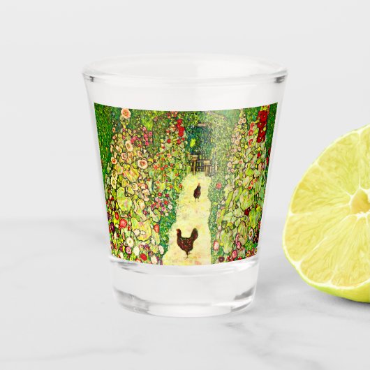 Gustav Klimt Garten mit Hühnern Schnapsglas (Vorderseite)