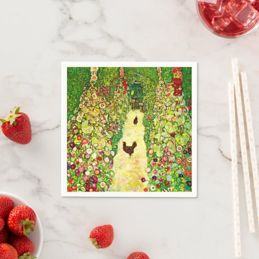 Gustav Klimt Garten mit Hühnern Serviette (Beispiel)