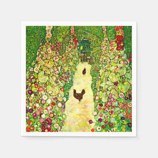Gustav Klimt Garten mit Hühnern Serviette (Vorderseite)