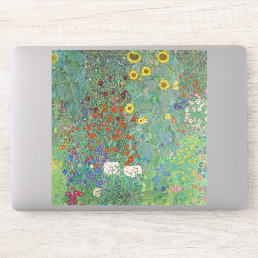 Gustav Klimt - Garten mit Sonnenblumen Aufkleber (Computer)