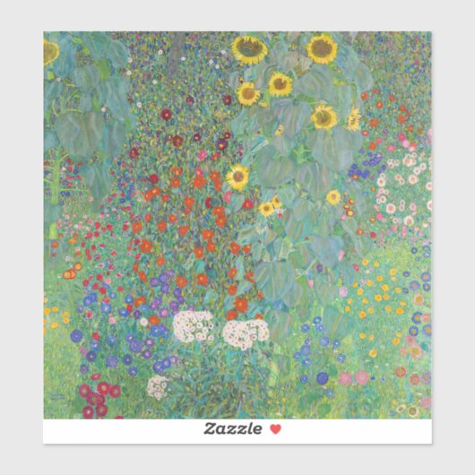 Gustav Klimt - Garten mit Sonnenblumen Aufkleber (Blatt)