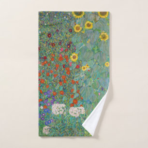 Gustav Klimt - Garten mit Sonnenblumen Badhandtuch Set