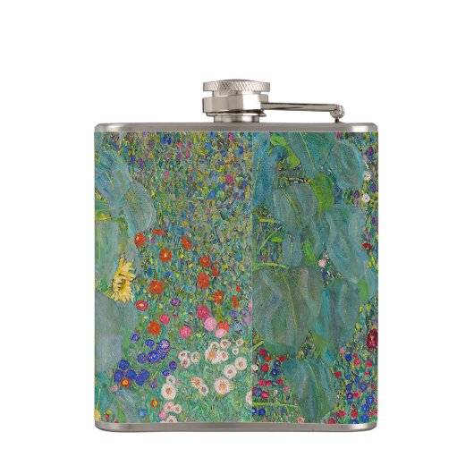 Gustav Klimt - Garten mit Sonnenblumen Flachmann (Rückseite)
