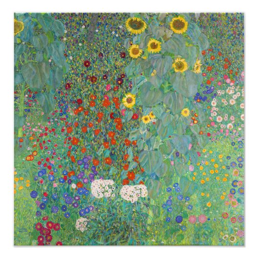 Gustav Klimt - Garten mit Sonnenblumen Fotodruck (Vorne)