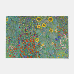 Gustav Klimt - Garten mit Sonnenblumen Fußmatte