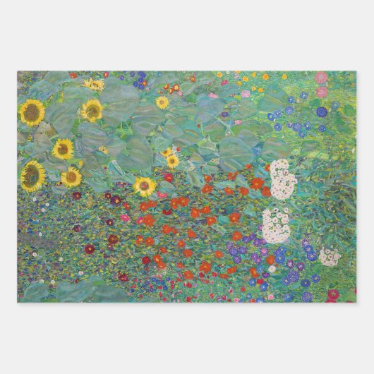Gustav Klimt - Garten mit Sonnenblumen Geschenkpapier Set (Vorderseite)