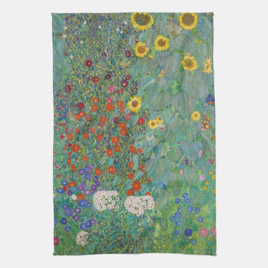 Gustav Klimt - Garten mit Sonnenblumen Geschirrtuch (Vertikal)