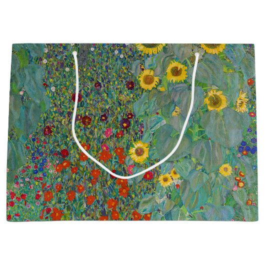 Gustav Klimt - Garten mit Sonnenblumen Große Geschenktüte (Vorderseite)