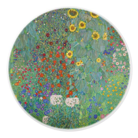 Gustav Klimt - Garten mit Sonnenblumen Keramikknauf (Vorderseite)