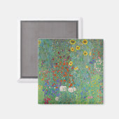 Gustav Klimt - Garten mit Sonnenblumen Magnet (Vorderseite/Rückseite)
