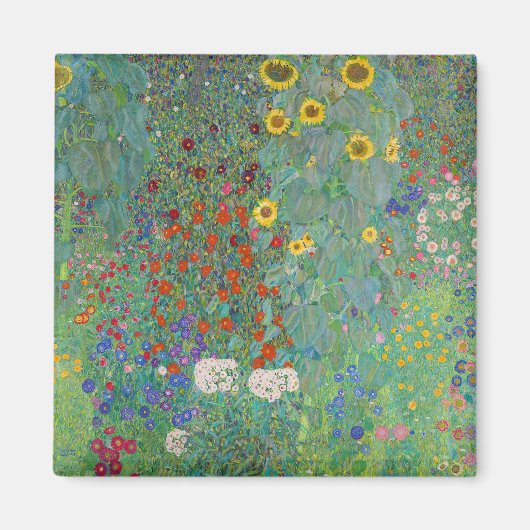 Gustav Klimt - Garten mit Sonnenblumen Magnet (Vorne)