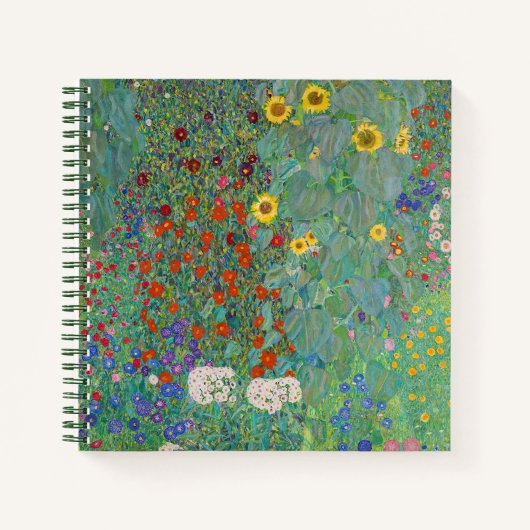 Gustav Klimt - Garten mit Sonnenblumen Notizblock (Vorderseite)